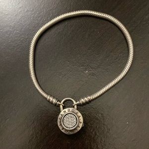 Pandora Pavé Padlock Clasp Snake Chain Bracelet
